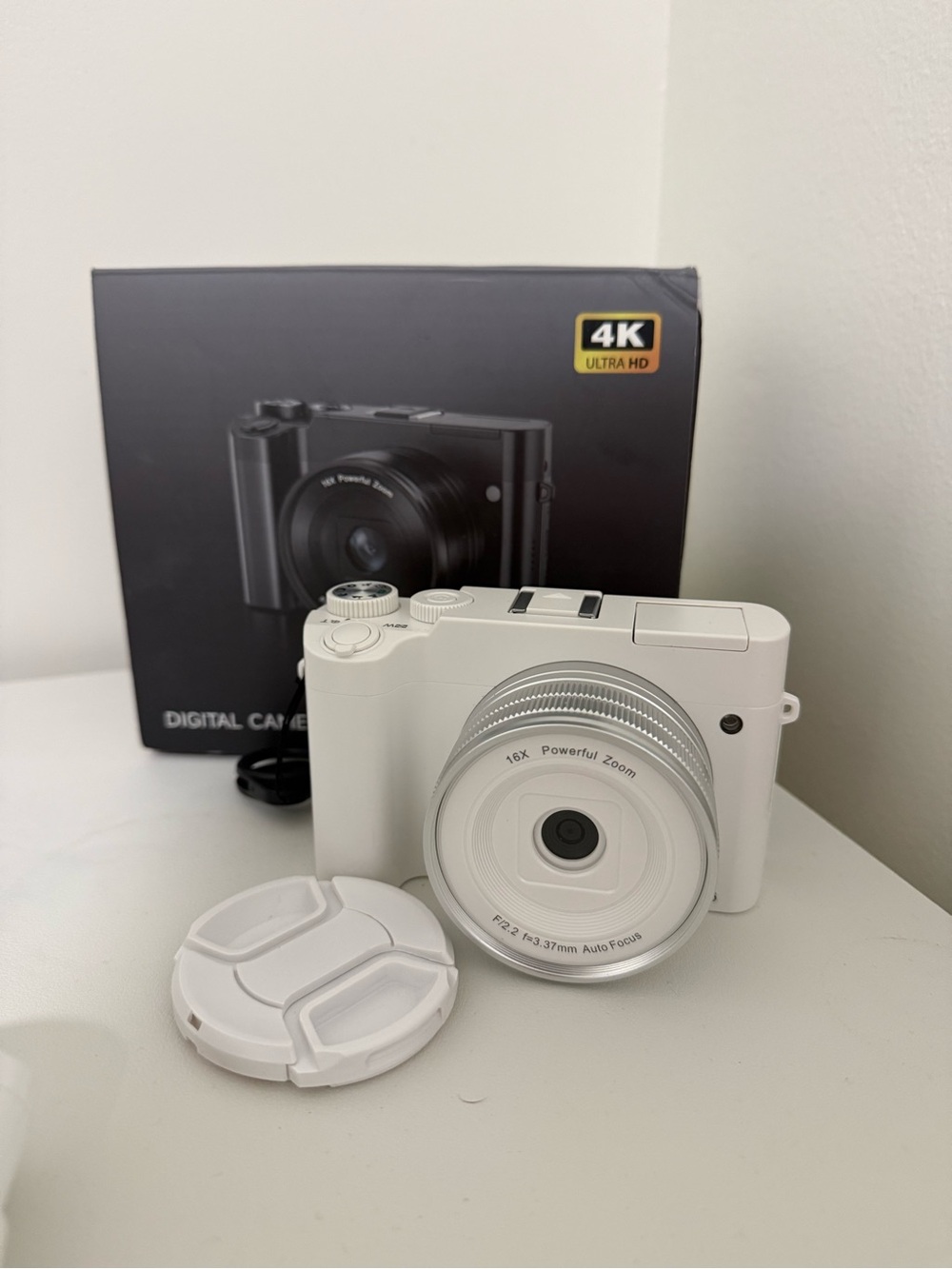 Generic 4K White Digital Camera with 16x Zoom